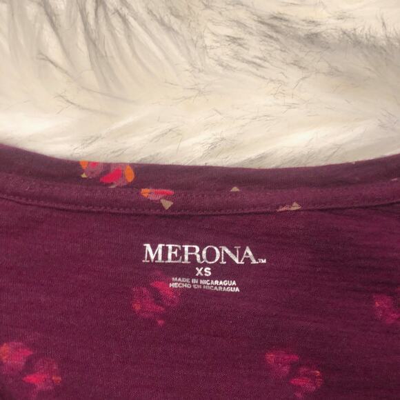 Merona Target Short Sleeve Twee Bird Print Vneck Shirt XS - Picture 3 of 5